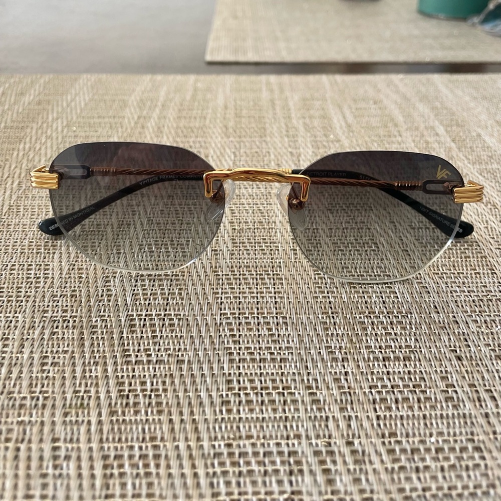 Vintage Frame Gradient Sunglasses 18kt Gold Frame